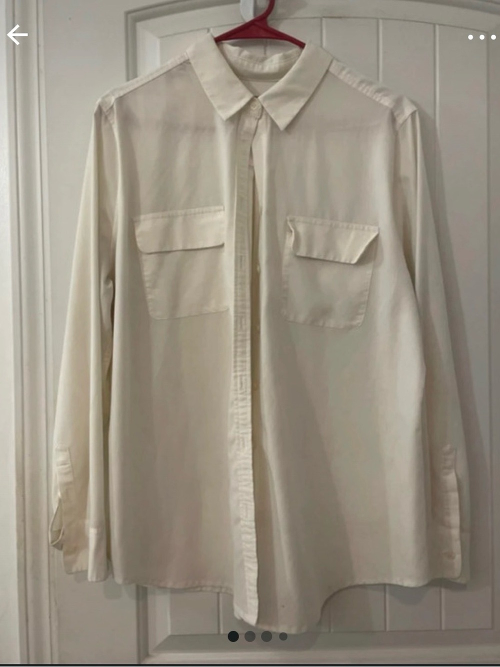 Chico's Cream Button-Front Blouse with Flap Pockets Chicos size 2 (large)
